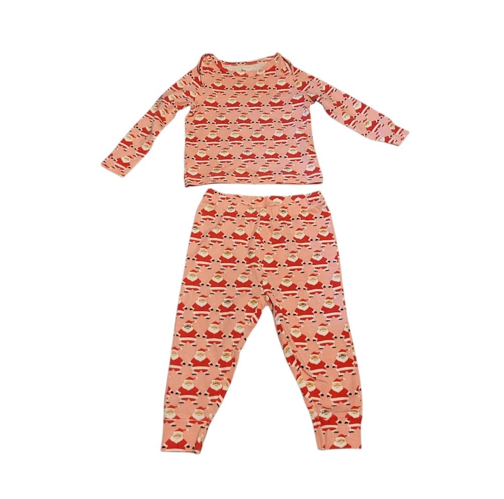 Pink Chicken Santa Christmas Pajama Set 3-6m